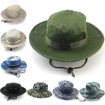 JET 1 buc Pălării de Soare Capac Bărbați Femei Camuflaj Găleată Pălărie Cu Coarde Pescar Capac Militare Panama Safari Boonie