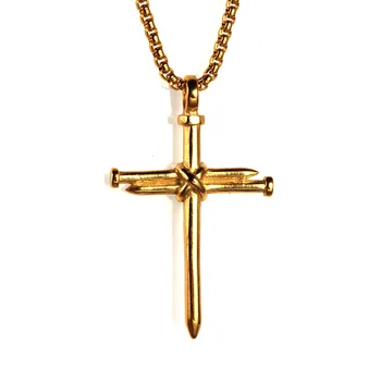 Cruce colier pentru bărbați din oțel inoxidabil, pandantive barbati accesorii brățară de aur de Oțel lanț colier punk bijuterii pe gât hip hop