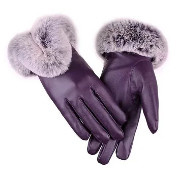 În Aer Liber De Iarnă Femei Windproof Ecran Tactil Cald Faux Din Piele Deget Plin Gloves2020