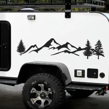 Pentru SUV RULOTA Camper Offroad 1 buc 100cm Alb/Negru Munte Copac Mașină Decor de COMPANIE Reflectorizante Pădure Masina Autocolant Decal X6HF