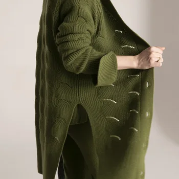 Femei verde cardigan de cașmir pulovere maneca lunga plus dimensiune liber Feminin tricotaje de înaltă calitate 2020 Toamna Iarna gratuit nava