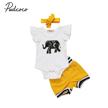 3Pcs Copil Nou-născut Fete Baieti Haine de Desene animate Minunat Romper Moda bebe cu Dungi pantaloni Scurți Fund Costume Set FIERBINTE