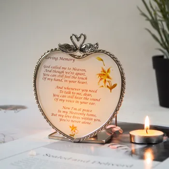 Îngerii Rugăciune Și Binecuvântare de Memorie De Dragoste Aliaj în formă de Inimă de Sticlă Suport de Lumanare Decor Fără Lumânare Acasă Ornamente de dimensiuni Mici