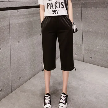 Vițel-lungime pantaloni femei de vara noi 2020 versiunea coreeană a fost subțire liber casual de dimensiuni mari litere pantaloni sport Fascicul de picioare Pantaloni