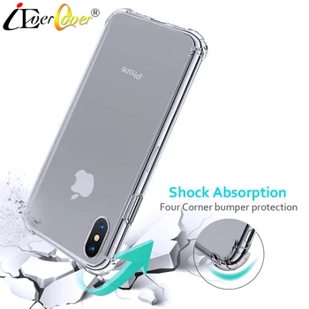 Anti-Knock Cristal Clar TPU Moale Caz pentru iPhone X XS 5.8-inch Telefon Capacul din Spate Capa - rezistenta la Socuri si Camera Caracteristică de Protecție