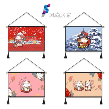 Desene animate Drăguț Pisica Tapiserie de Perete Agățat Japoneză Pătură Tapiserie Usa Fereastra Goblen Camera de zi de Crăciun Agățat de Perete G5T