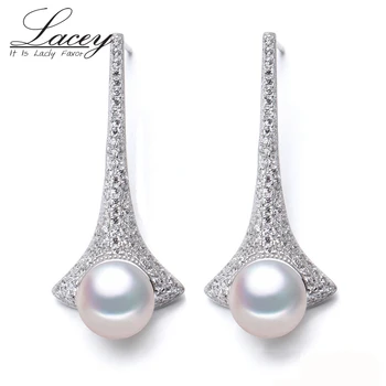 De apă dulce pearl cercei pentru femei,originale natural pearl cercei argint 925 bijuterii cercei lungi cadou de nunta