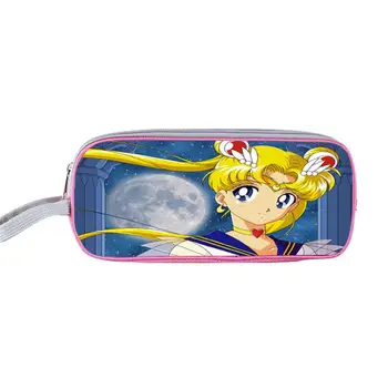 15Type FIERBINTE Anime Sailor Moon Card Captor Sakura Fermoar Dublu Creion Caz de Papetărie Caseta de Creion Sac de Depozitare cu Sac de Cosmetice Cadouri