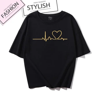 2020 Nouă Dragoste inima ulzzang Imprimate Topuri de sex Feminin Casual de Vara Harajuku tricou din bumbac tricou Maneca Scurta pentru Femei de Îmbrăcăminte