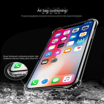 Transparent Airbag rezistent la Șocuri Telefon Caz pentru iPhone 11 Pro Max XS XR X 7 8 Plus SE 2020 Slim Fit Moale TPU Clear Anti-knock Acoperi