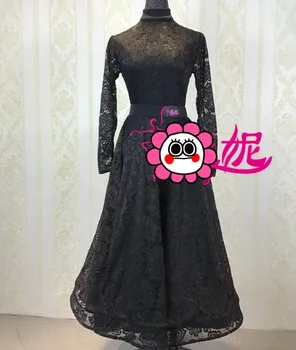 Personaliza fata de minori Standard de Bal rochie de Vals/tango maneca lunga copii negru J16 copii rochie de bal rochie vals