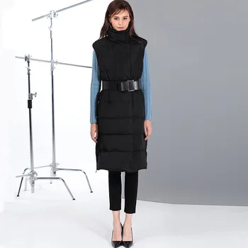 De noul fond de 2018 toamna ierni este de culoare pură jos jacheta, vesta cu puf și pene eșarfă centura haina de femei en-gros