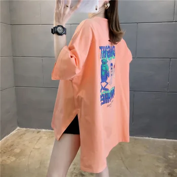 Bumbac fata spate scurt timp mid-lungime mânecă scurtă t-shirt femei de vară 2020 coreene noi grils student de top de îmbrăcăminte pentru femei