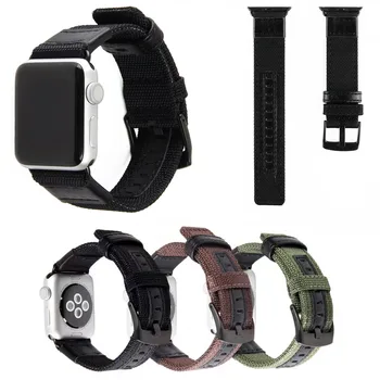 Negru Maro Verde Nylon curea de Ceas pentru Apple Watch Serie 1/2/3 Bandă de Sport Material Curea pentru iWatch Bratara 42mm 38mm
