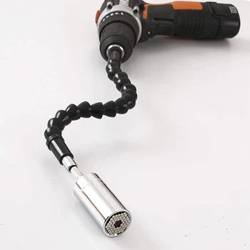 14Pcs Universal Cheie tubulară de Auto-Reglare Soclu Standard (7-19mm) cu Clichet mașină de Găurit Adaptor