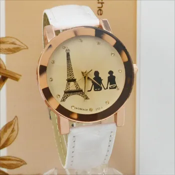 Womage Femei Ceasuri de Moda Turnul Eiffel Ceasuri Femei Casual Doamnelor Ceasuri Curea de Piele Cuarț Ceasuri reloj mujer horloges