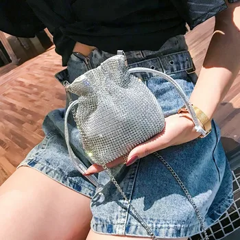De mare de moda de lux, design Flash foraj înclinat pe un umăr geanta pentru femei Stras Lanț de Diamante Ambreiaj Geantă de mână