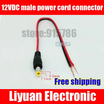 Transport gratuit 12VDC putere de sex masculin cablu conector / adaptor / conector / mufa / jack / monitor cu LED-uri de Putere Mufa 5.5 * 2.1 mm / cupru