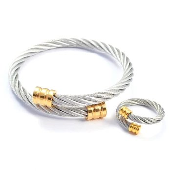 Oulai777 moda Oțel răsucite lanț brățară pentru femei din oțel inoxidabil cadouri pentru femei accesorii brățări reglabile de Deschidere