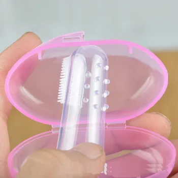 Copii De Siguranță Silicon Baby Teether Cu Cutie Copilul De Dinți Moale Instrument De Curățare Copil Nou-Născut Degetul Periuta De Dinti Copii Jucării Teether
