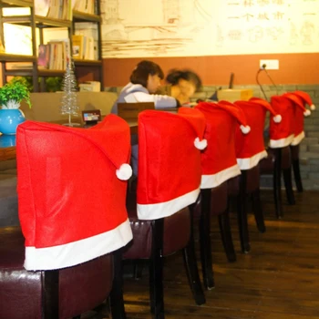 Mare lucru 6 Buc de Crăciun Huse Santa Pălărie Huse pentru scaune pentru Sala de Mese de Vacanță Decoratiuni de Craciun Rosu