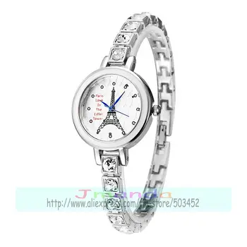 100buc/lot JW-3605 de moda new sosire lady ceas bratara wrap cuarț ceas eleganță pentru femeie turnul eiffel ceas cu cristal