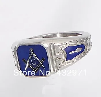 Noua moda din oțel inoxidabil antic albastru masonice piatra albastru lodge pecete francmason ring pentru bărbați de înaltă calitate bijuterii de inel