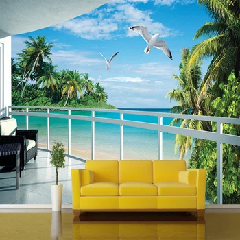 Personalizat Tapet 3D Balcon Litoral Peisaj Stereo Murală TV Camera de zi Canapea Dormitor Fondul de Perete Decor Acasă Papel De Parede
