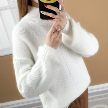 În 2020 se Ingroase pulover feminin de acoperire jumătate-guler înalt liber poftă de mâncare de iarnă nou-coreean sălbatice jacheta femei