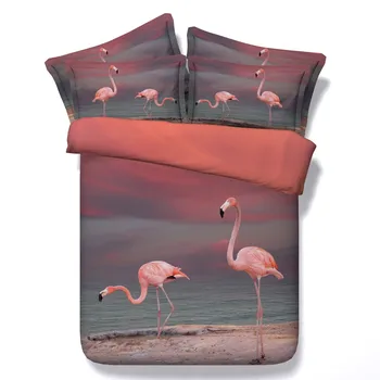3D Flamingo lenjerie de Pat seturi Fular Queen-size plapuma pat foaie răspândit quilt doona cuvertură de pat lenjerie de pat Super King plin twin 5PCS