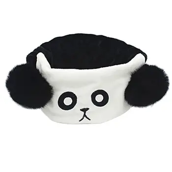 Femei Fete Drăguț Panda Animal Banda 3D Pompom Urechi de Catifea Îngroșa Hairband Broderie Ochi Machiaj Duș Largă Turban Headwrap