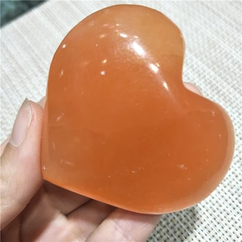 Frumos 5-6cm de mari dimensiuni portocaliu selenit inima de vindecare cristale inima