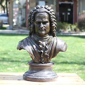 Muzician Bach sculptură în bronz statuia muzicieni portret Bust Cupru Statuie Figura ambarcațiunile de cadou de artă Acasă Mobilier decoratiuni