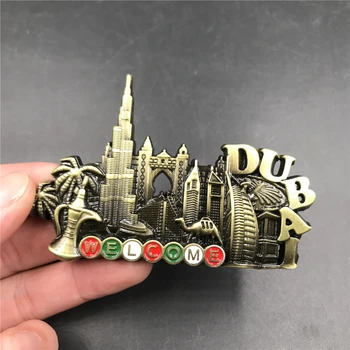 Creative Faimos punct de Reper Metal Frigider Autocolante Autocolante Magnetice Țară Decorative 3D Dubai Frigider Autocolante Magnet de Frigider