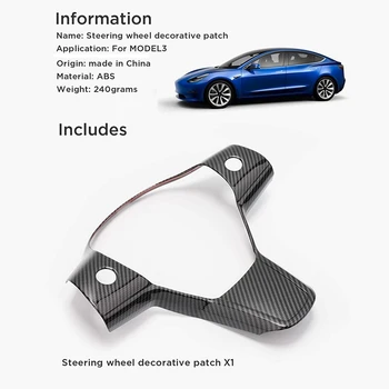 Interioare auto Capac pentru Tesla Model 3 Y 2017-2020 Fibra de Carbon Volan, Cadru de Protecție Patch Accesoriile