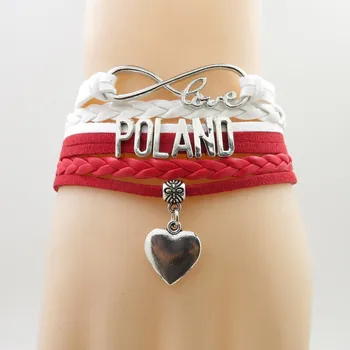 Infinită dragoste polonia Brățară Farmec inima polonia drapelul național bratari & brățări pentru Femeie și bărbat bijuterii