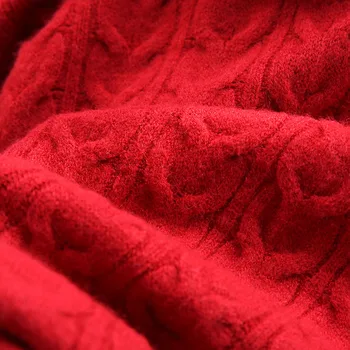Dantela Mozaic Femei Tricotate Pulover Și Pulovere Lungi Solid Roșu Casual Se Potrivesc De Sex Feminin Trage Uza Topuri