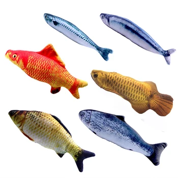 Animale de Companie 3D Pluș Moale în Formă de Pește Pisică Jucărie Interactiv Cadouri Pește Catnip Jucării de Pluș Perna Papusa de Simulare Joc de Pește Jucărie Pentru animale de Companie