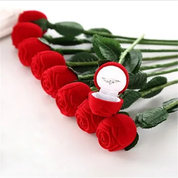 En-gros de Ziua Îndrăgostiților Romantic de Moda Trandafir Roșu Cutie de Bijuterii Inel de Nunta Cadou Caz Cercei de Stocare Titularul de Afișare