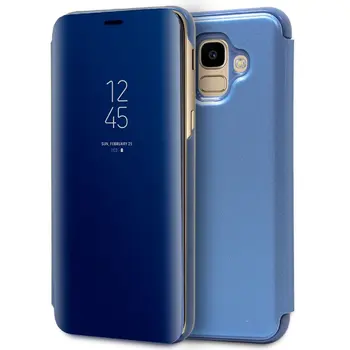 Samsung J600 Galaxy J6 Clear View Flip Cover Caz Albastru