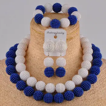 Royal albastru și alb din africa margele bijuterii set FZZ106