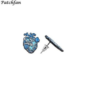 A4091 Patchfan Desene Animate Inima Cercei Stud Pentru Femei Email Pierce Val Cercei Bijuterii Cadouri Fete