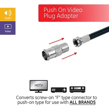 F-Tip Push-in Conector Adaptor Este Potrivit pentru RG59 RG6 F-Tip Cablu Coaxial