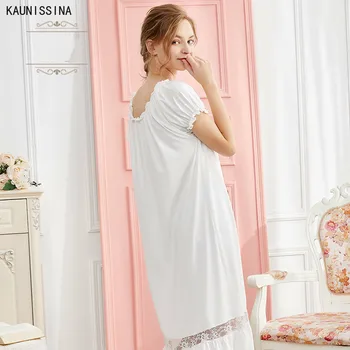 Femei Cămașă De Noapte De Vara De Bumbac Moale Sleepwear Solidă Maneca Scurta Epocă Printesa Cămașă De Noapte Pijamale Moi Vrac Rochie Albă