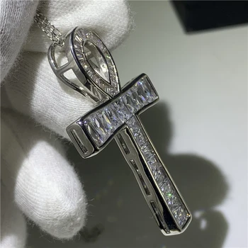 Epocă Pandantiv Cruce ANKH Diamond argint 925 Lant Pandantiv Cruce Colier pentru Femei, Bărbați bijuterii de Nunta Cadou