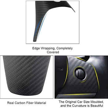 Lucioasă Real Fibra de Carbon pentru Tesla Model 3 2017-2020 Volan Buton de Acoperire Tapiterie Auto Cadru Interior Accesorii pentru Decor