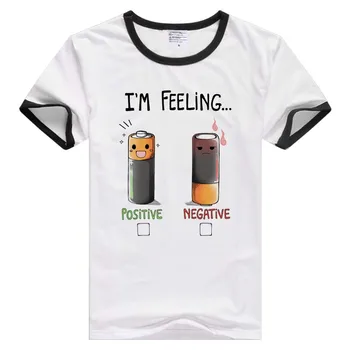 Pozitivă sau Negativă a bateriei maneca scurta casual Barbati Femei T-shirt Tricou Cool Print Topuri de Moda Teuri GA797