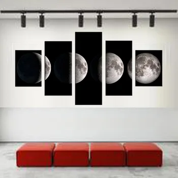 5 Panoul de Perete de Arta Lună Imagine de Noapte Mare Pictura Peisaj pentru Living Modern Decor Acasă Panza Printuri Cadru/HX-076
