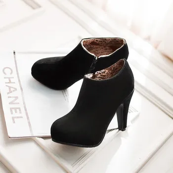 ZJVI Femei Negru Gros Tocuri inalte Pompe de Femei Toamna Iarna Pantofi Platforma 2020 Nubuc Femeie de Moda Doamnelor de Cauzalitate Pantofi de Lucru