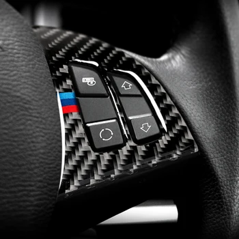 Noua Masina de Styling Butoane de pe Volan fibra de carbon auto 3D Autocolante M dungă emblema decalcomanii Pentru BMW E70 2008-2013 X5 1BUC